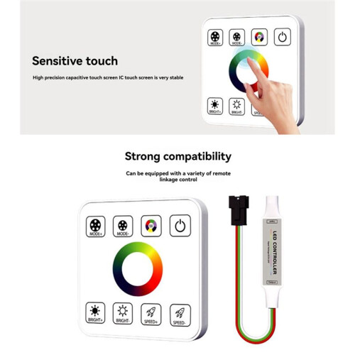 LED Strip Light Controller with 8Key Touch Panel RF Wireless Controller Reflux Pixel Control for Horse Race Tape Lamps,C 2