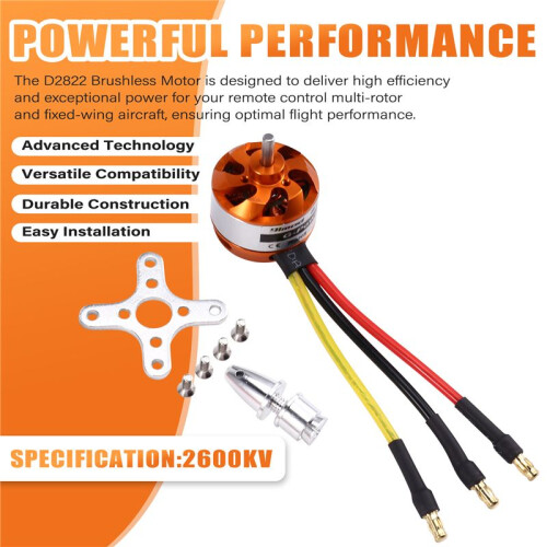 D2822 Brushless Motor Brushless Outer Rotor Motor Suitable for Remote Control Multi-Rotor Fixed-Wing Aircraft 2600KV 2