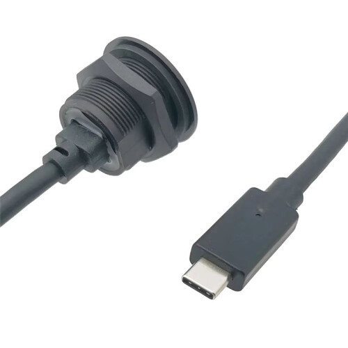 USB Type C 3.1 Female to Male Charging Socket Type-C Data Port with Threaded Fixed Panel Type USB-C Power Jack Connector 2