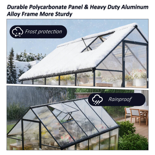 Birchtree BIRCHTREE 6X10FT Polycarbonate Greenhouse Dark Grey 2