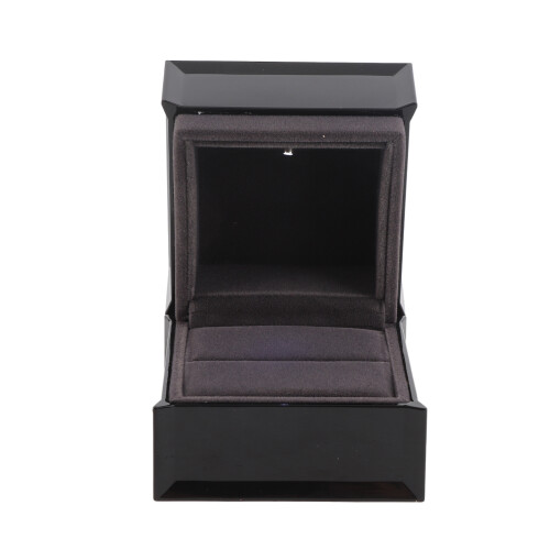 LED Black Ring Box, 8x8x7cm, Flocking Interior, Battery-Powered 1