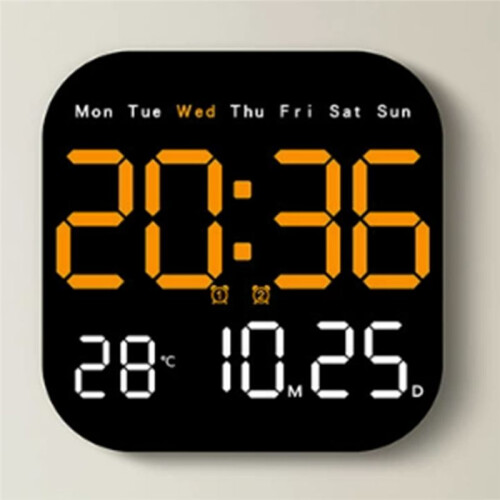Digital Wall Clocks Temperature Date Week Dispaly Electronic Table Clock Wall-Mounted LED Alarm Clock Remote Control 2