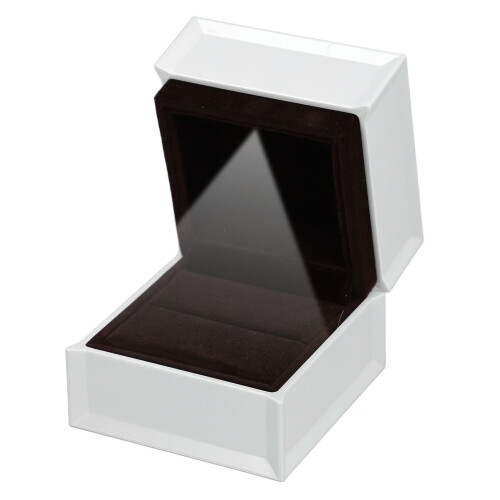 Luxury White Engagement Ring Box with LED Light and Velvet Interior 2