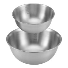 2PCS Stainless Steel Bowls Mixing Bowl with Scale Deep Mixing Egg Bowls Non Slip Kitchen Bowl for Baking Salad Cooking