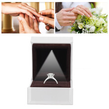 Luxury White Engagement Ring Box with LED Light and Velvet Interior