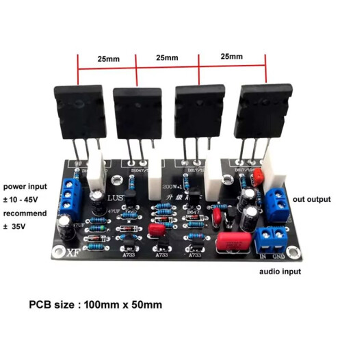 2SC5200+2SA1943 High Power Mono 100W  35V Finished Power Amplifier Board 1
