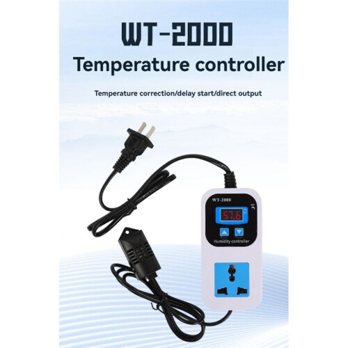 Digital Humidity Controller, WT‑2000 110‑220V 0%-99% RH  Range Pre-Wired Thermostat Dehumidification  Socket 2