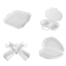 4Pcs Microwave Cooking Set Oven Cookware Set with Bacon Baking Plate Egg Steamer Fried Egg Box Potato Rack for Kitchen