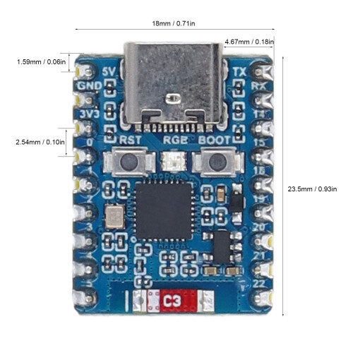 ESP32-C6 Mini-Entwicklungsboard 320 KB ROM 512 KB SRAM Grün 1