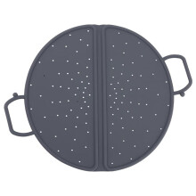 Foldable Steamer Basket with Handles,12 Inches, Gray Silicone, Double-Sided Design for Wok and Pan