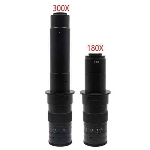 Lab Microscope Accessories Adjustable Magnification C Mount Lens for -Compatible VGA USB Microscope Camera 300X 2