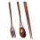 Wooden Flatware Set, Wooden Portable Set Spoon Fork Chopsticks Tableware Dinnerware with Khaki Twining Thread 1
