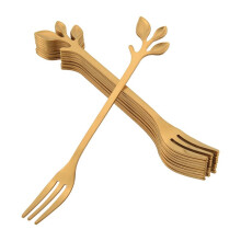 10 Pcs Stainless Steel Leaf Cake Fruit Forks Set Tasting Dessert Forks Kitchen Accessory Wedding Party Golden