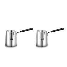 2X 600 ML Cafetière Turque En Acier Inoxydable Lait et Café Chaud Chocolat Beurre Fondant Pot avec Poignée Résistant à La Chaleur