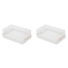 2X Butter Schneiden Aufbewahrungsbox Butterdose Cutter mit Deckel Transparent Kåsehobel Tablett Behälter Haushalt Küchenwerkzeug 1