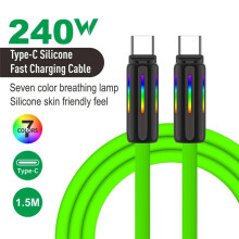 Câble USB C Vers USB C 240 W Câble de Charge USB-C en Silicone Cordon Type-C pour 15 et Autres Appareils Vert