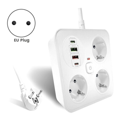 3AC Outlet Multitap Power Strip 2 Type C Extension Cord Electrical Socket Home Office Surge Network Protector EU Plug A 1