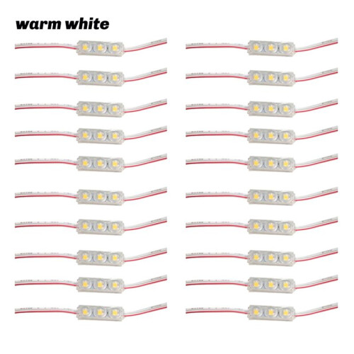 20pcs SMD LED Module Lighting IP67 Waterproof 3 LED Back Lights DC12V 1.5W Mirror Light Led Module Warm White 1