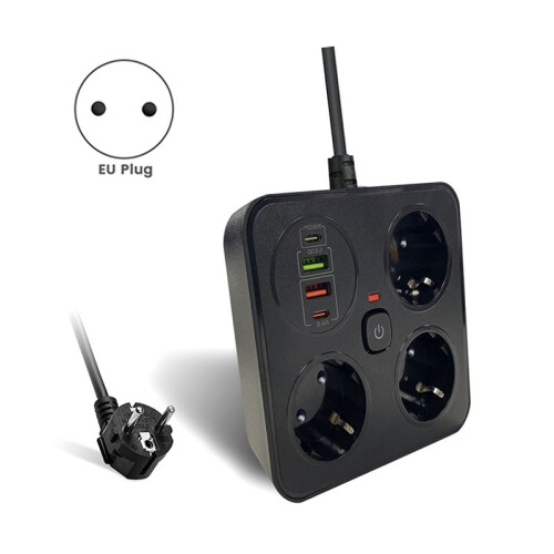 3AC Outlet Multitap Power Strip 2 Type C Extension Cord Electrical Socket Home Office Surge Network Protector EU Plug B 1