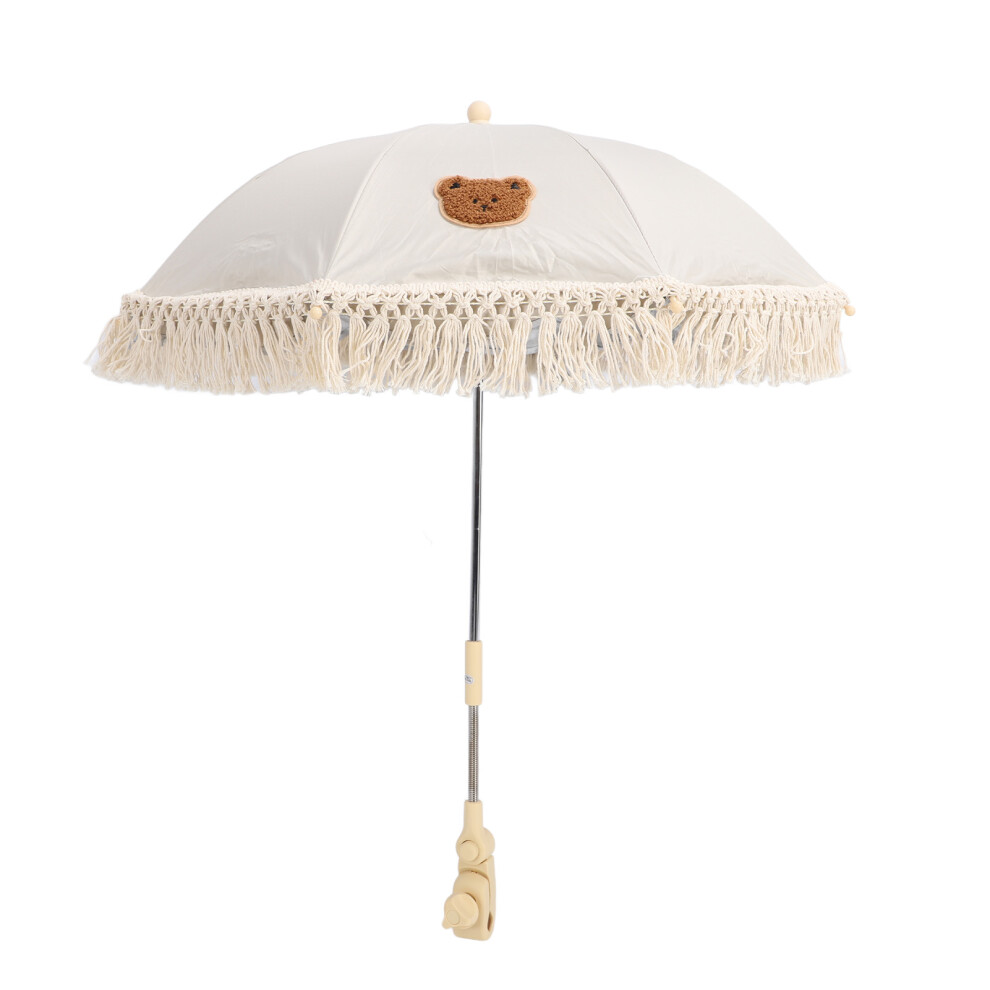 Baby Parasol with Fringe & Bear Pattern, UV-Proof, 63x50cm