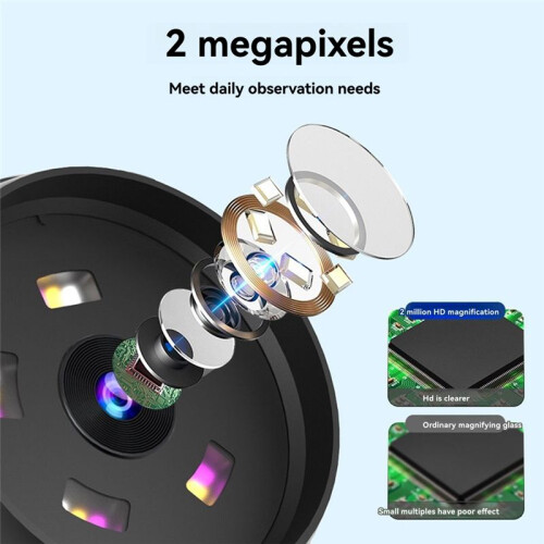 Microscópio Digital Portátil com Tela IPS de 2,8 Polegadas, Lupa Digital Portátil de 2 MP e Luzes de 15 LED Integradas 1