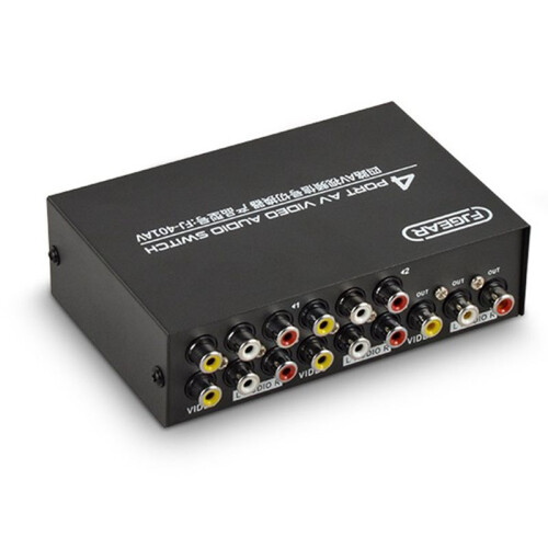 FJGEAR AV Switcher 4 Into 1 Out Av RCA  Interface Audio and Video Switcher Multi-Function 4-Way AV Switcher 2