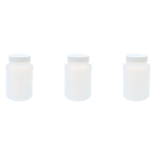 3X Laboratory Chemical Storage Case White Plastic Widemouth Bottle 500ML