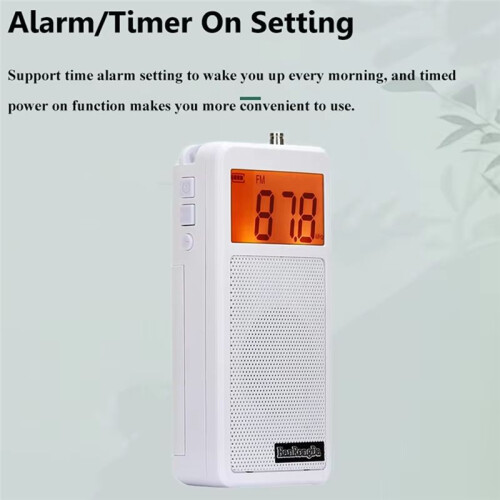 HanRongDa  Pocket FM AM Radio Orange Backlight LCD Display Radios with Full Range Speaker Support Sleep Timer