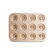 Holes Donut Cake Mold DIY Chocolate Pastry Dessert Cookie Muffin Baking Mould Handmade Utensils 12 Cup Gold