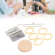Kit di telaio per tessitura piccolo, portatile in acciaio inox e legno, con 12 punte