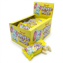 24pk Hannah's White Mice 40g Bags Bulk Box, Creamy Milky Candy Mice