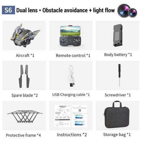 8K Dual Camera Drone Remote Control Airplane Toys with Automatic Obstacle Avoidance Function for Gift 1Pcs Battery 2