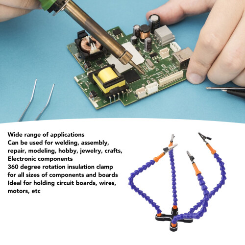 Soldering Helping Hands 4 Flexible Arms Aluminum Base Black 2