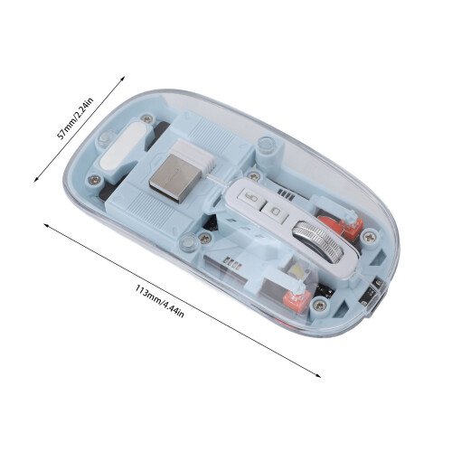 Mouse trasparente 2.4G BT1 BT2 Tri-Mode 400mAh Blu 1