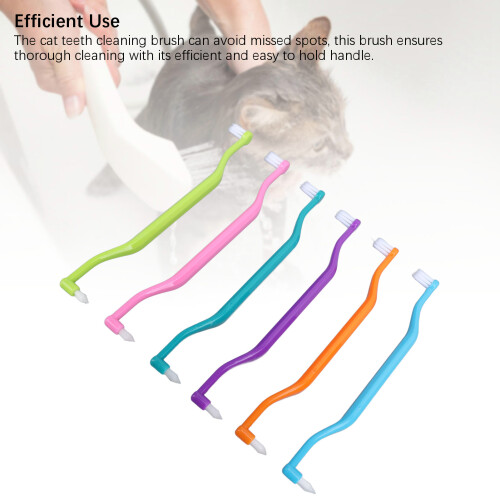 12Pcs Double Sided Cat Toothbrushes, Curved Handle, 16.5cm, 6 Colors 2