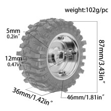 RED SPIDER R 4Pcs Mirror Wheel Hub Tire for MN168 1/12 RC Car DIY Upgrade Accessories Aluminum Wheel Hubs Tyres Replace,B
