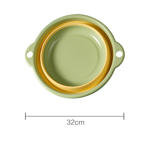 Portable Children's Folding Wash Basin Plastic Vegetable Fruit Basin M Green 1