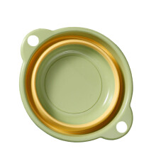 Portable Children's Folding Wash Basin Plastic Vegetable Fruit Basin M Green