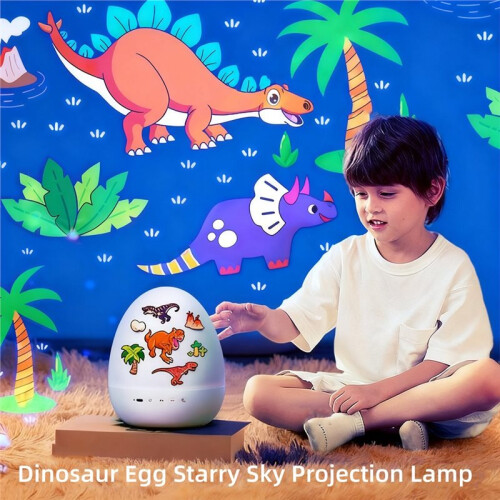 Dinosaur Egg Night Light Projector for Kids with Rotating Star Patterns and Soothing Music 2