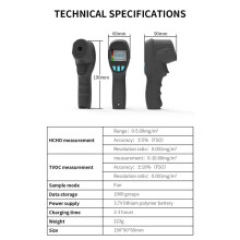 Detector de Gás Portátil Recarregável de Alta Precisão com Alarme HCHO, Tendência em TVOC e Formaldeído para Qualidade Do Ar.