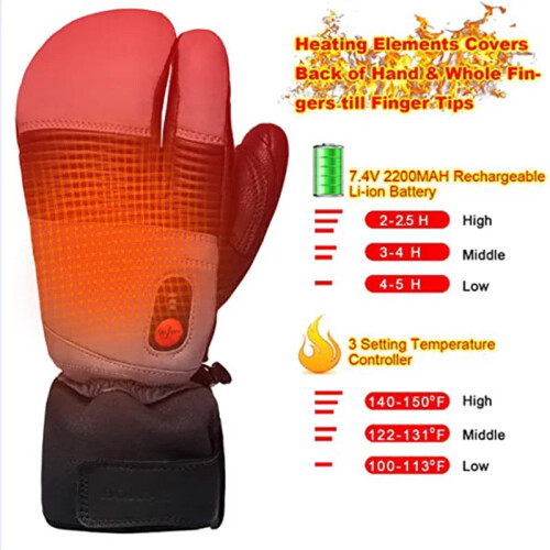 Snow Wear 3 Fingers Ski Mittens 2