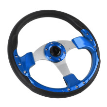 14 Zoll Rennlenkrad 6-Loch PU+Aluminium Blau