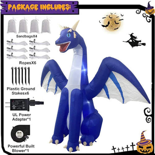 Giant Inflatable Dragon with LEDs for Halloween 2