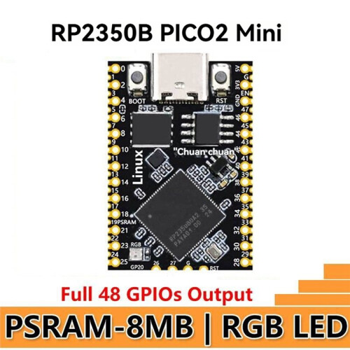 For Raspberry Pi  2 RP2350B Linux  Development Board with PSRAM-8MB Full 48 GPIOs Output for Linux 2