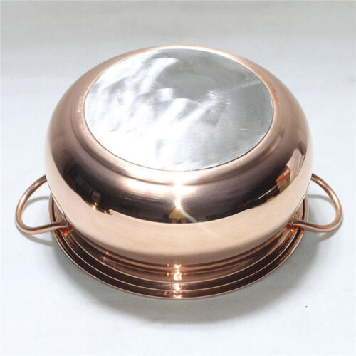 Copper Thickened Soup Pot with Double Ears, Composite Base for Induction Cooker 2