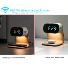 Multifunctional Clock with Night Light, Wireless Charging Clock, Holiday Gift, Three Brightness Adjustment Clock