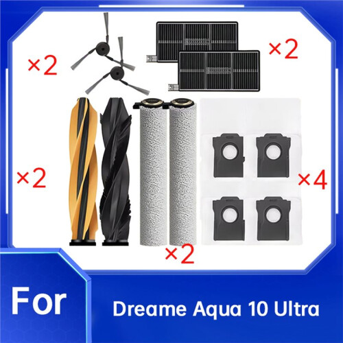 For  Aqua 10 Ultra Robotic Vacuum Main Side Brush Filter Rag Dust Bag 1