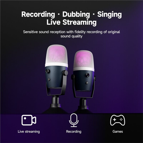 Desktop USB Live-Microfoon Computeropname Gaming Stem Zang Professionele RGB-Microfoon voor Studio-Opnames 2