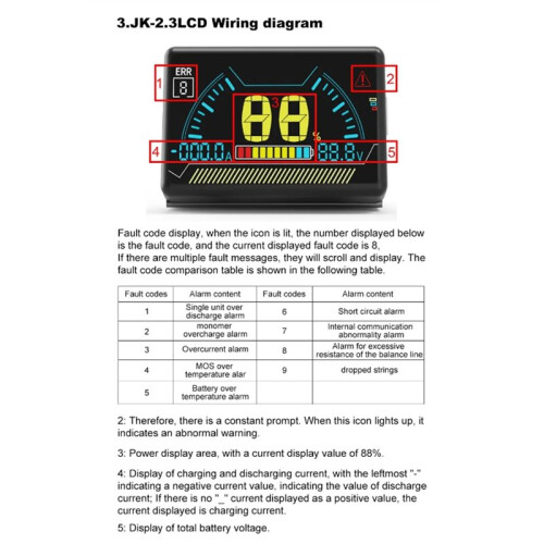New LCD  BMS LCD Display 2.3 Inch Battery  Bms Accessories Intelligent Battery Level Indicator with Cable 1