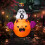 Halloween Inflatable Ghost with Pumpkin Cart - 6FT 6